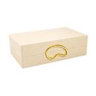Caixa Decorativa em MDF e Pu Bege Com Detalhe Dourado 18x31x19,5cm