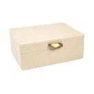 Caixa Decorativa em MDF e Pu Off White Com Detalhes Dourado 18x24x9,5cm