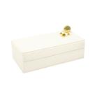 Caixa Decorativa em MDF Off White em Pu Com Esferas Douradas 25x13x11cm