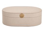 Caixa Decorativa MDF Porta Objetos Revestimento Em Tecido Retangular Oval Off White