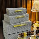 Caixa Decorativa P Cinza em material sintético Texturizado