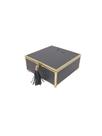 Caixa Decorativa Quadrada de Vidro e material sintético Preto e Dourado 15cm Caixa Decorativa Quadrada de Vidro e material sintético Preto e Dourado 15cm