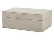 Caixa Decorativa Retangular Grande Tampa Embutida Porta Joias Maquiagem Luxo Cinza material sintético