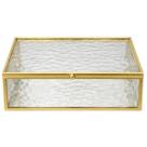 Caixa decorativa vidro metal dourado 6x20x16cm florarte