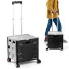 Caixa Dobrável CleverMade com Rodas - 35L, 75lb - Preta/Creme