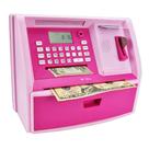 Caixa eletrônico com cartão de débito, cofrinho eletrônico para dinheiro real, reconhecimento de moedas, definição de metas, login com senha, comando de voz, ótimo presente para meninos e meninas (rosa/rosa)