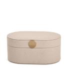 Caixa em mdf com revestimento couro bege oval pequena - 18238