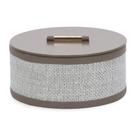 Caixa em mdf com revestimento em pu marrom e cinza 16cm mart