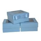 Caixa flexível azul bb com visor e laço 8x8x4cm - Kit com 10 caixas