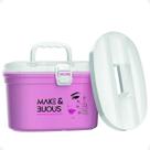 Caixa Frasqueira Maleta Oval Com Bandeja Interna Cor Rosa