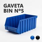 Caixa Gaveta BIN Tamanho N5 Organizadora Plástica Empilhável Parafusos Ferramentas Oficina Preto ou Azul