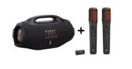 Caixa jbl boombox 4 34h de reprodução, bateria removível, com 2 microfone sem fio recarregável, com função karaokê Caixa jbl boombox 4 34h de reprodução, bateria removível, com 2 microfone sem fio recarregável, com função karaokê