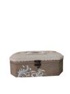 Caixa Madeira Oval Com Tecido Decorativa