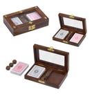 Caixa Madeira Vidro Jogo De Cartas E Dados Decorativo