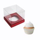 Caixa Mini Bolo G para Cupcake 8,5x8,5x8,5 cm - Vermelho - 10 Unidades - ASSK