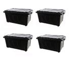 Caixa Organizadora 60 Litros Preta Kit Com 4 Caixas Com Rodinhas