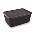 Caixa Organizadora Cesto Multiuso de Juta com Tampa Preta 6l