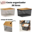Caixa Organizadora Cesto organizador Com Tampa de Bambu para Calçados Roupas Cobertores Escritório Cozinha 20 Litros Caixa Organizadora Cesto organizador Com Tampa de Bambu para Calçados Roupas Cobertores Escritório Cozinha 20 Litros
