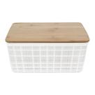 Caixa Organizadora com Tampa Bambu Branco 10cm - ACASA