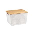 Caixa Organizadora com Tampa de Bambu 18l Oikos BRANCO