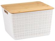 Caixa Organizadora com Tampa de Bambu 18l Oikos BRANCO