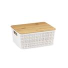 Caixa Organizadora com Tampa de Bambu 4l Oikos BRANCO Caixa Organizadora com Tampa de Bambu 4l Oikos BRANCO