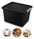 Caixa Organizadora Com Tampa E Trava 20 Litros Preta Caixa Organizadora Com Tampa E Trava 20 Litros Preta