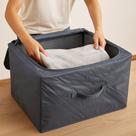 Caixa Organizadora com Zíper Cinza Dobrável TNT Porta Roupas Multiuso Cobertores Toalhas Armário Closet 38x38x20cm