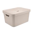 Caixa Organizadora Cube Multiuso Brinquedos Com Tampa 32l - Bege