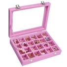 Caixa Organizadora de Joias Vicoter em Veludo Rosa com 24 Compartimentos 20 x 15 x 5 cm