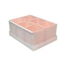 Caixa organizadora de objetos 6 divisões rosa pastel 2193W Dello
