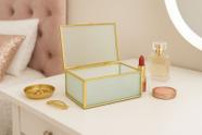 Caixa Organizadora Decorativa Porta Joias de Vidro Jateado e Ferro 17cm x 10,5cm - Moment Caixa Organizadora Decorativa Porta Joias de Vidro Jateado e Ferro 17cm x 10,5cm - Moment