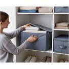 Caixa Organizadora Dobrável com Zíper 38x38x20cm TNT Anti Poeira e Umidade para Closet Armário Prateleira Cinza