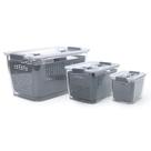 Caixa Organizadora em Plástico Incolor com Detalhes em Cinza 3 Peças Capacidade 1565ml 1Un - Cromus