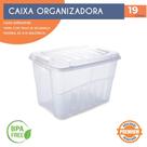 Caixa Organizadora Gran Box 19 Litros Transparente com Tampa e Travas Laterais Empilhável e Durável