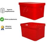 Caixa organizadora grande 17 litros vermelho qualidade resistente com tampa