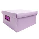 Caixa Organizadora Linho Plástica 22x29x15 Com Tampa Média