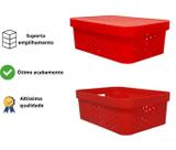 Caixa organizadora multiuso 11 litros qualidade resistente com tampa vermelho