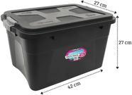 Caixa Organizadora Multiuso com Tampa e Travas Plásticas Cor Preta