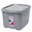 Caixa Organizadora Plástica Cinza Concreto 29L Flex Sanremo
