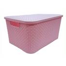 Caixa Organizadora Rattan Baby Rosa 7 Litros C/ Tampa Empilhável Roupa Brinquero Dentista Envio Imediato