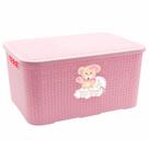 Caixa Organizadora Rattan Bebê e Mamãe Rosa 18 L Com Tampa Decorativa Multiuso