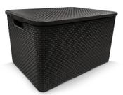 Caixa Organizadora Rattan Com Tampa 40 Litros Preto Arqplast 25603