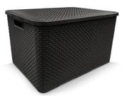 Caixa Organizadora Rattan Com Tampa 40 Litros Preto Arqplast 25603