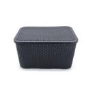 Caixa organizadora rattan com tampa chumbo 16l - nitron
