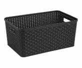 Caixa Organizadora Rattan Multiuso Grande Com Alças Preta Caixa Organizadora Rattan Multiuso Grande Com Alças Preta