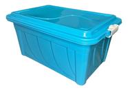 Caixa Organizadora Sem Rodinhas Multiuso Empilhável 60 L Cor Azul para brinquedos e organização escritório