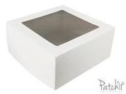 Caixa para bolo cor branca com visor 42x42x12cm 1 un patchii Caixa para bolo cor branca com visor 42x42x12cm 1 un patchii