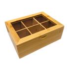 Caixa Para Chá Cápsula Sachê Multiuso Com Tampa De Bambu 16x21cm