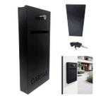 Caixa para Correspondencia Boletos Slim Preto Aço Abertura Frontal com Chave